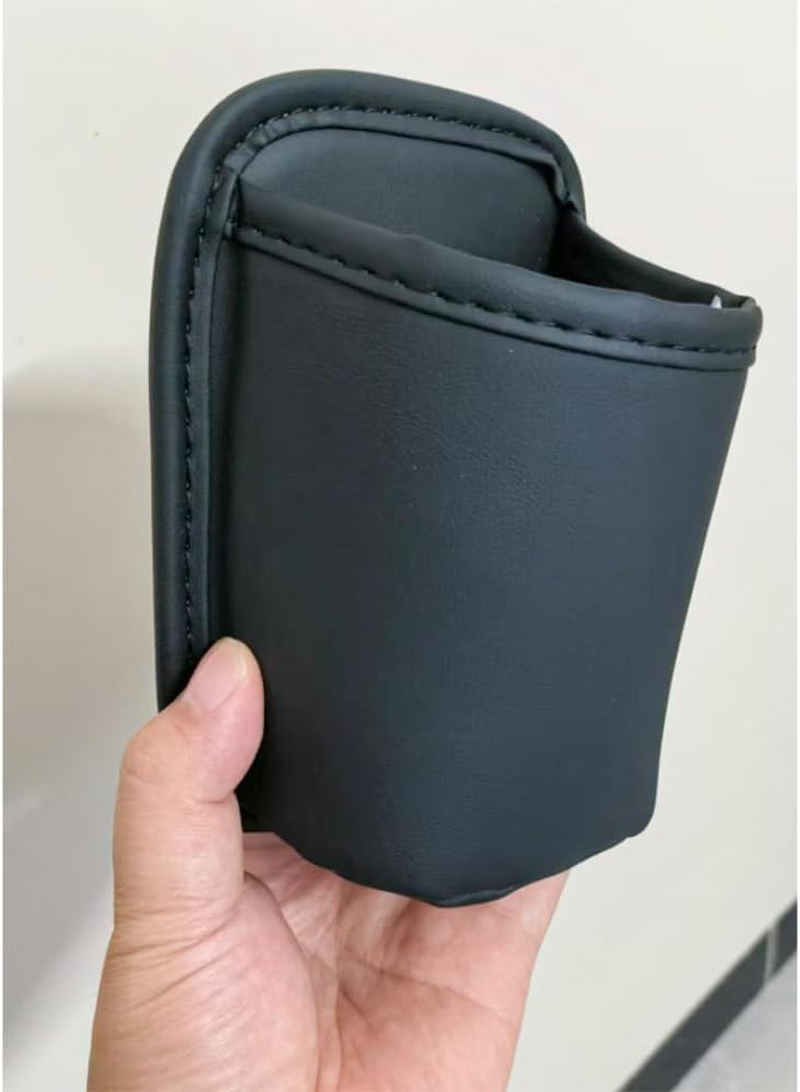 2 Pack Resistant PU Leather Car Cup Holder,Hanging Automotive Back Seat Bottle Holders, Scratch-Resistant Vehicle Door Drink Holder,Clip-On Auto Organizer Accessories for Soda Cans,Coffee (Black) image number 3