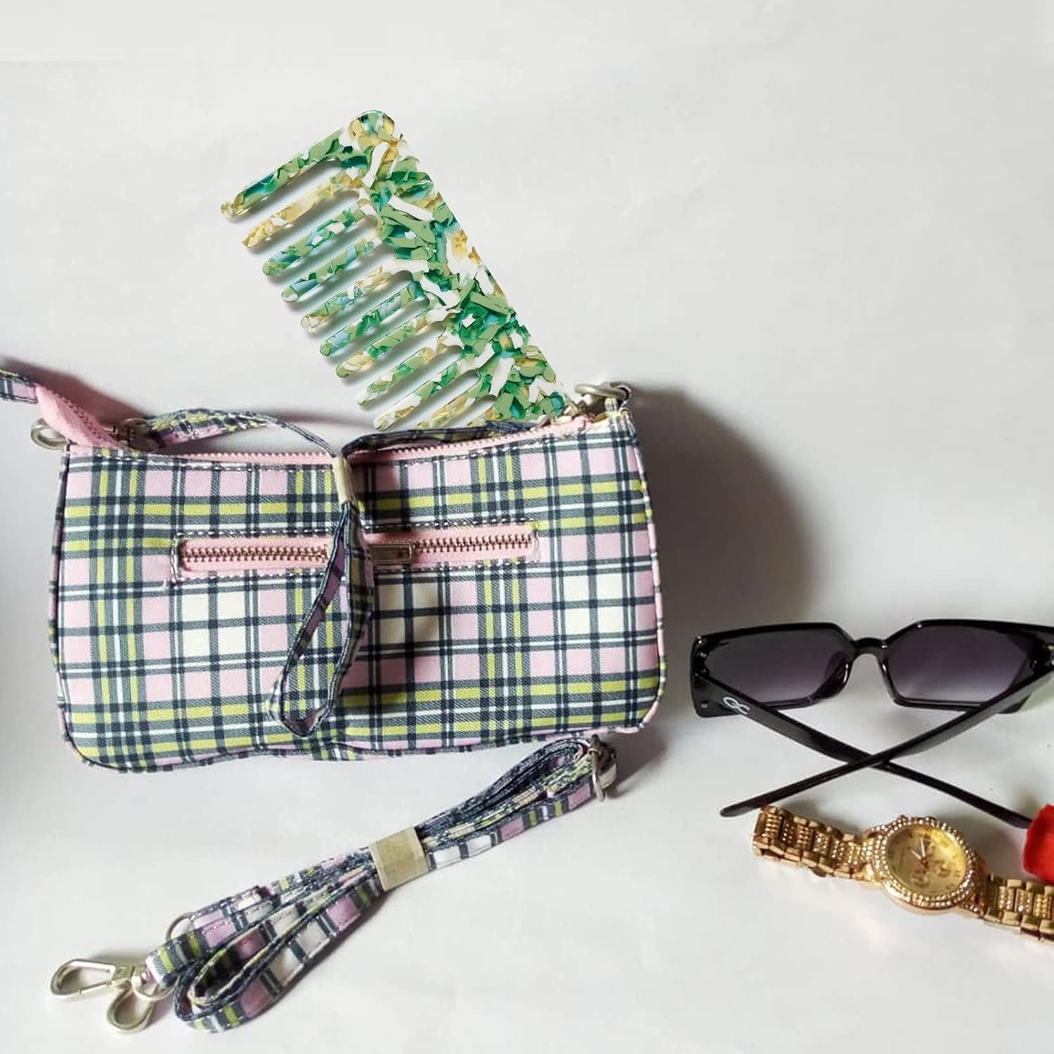 2 Pack Cellulose Detangling Comb - Wide Tooth for Curly, Straight, or Wet Hair - Unisex, Comfortable No Pulling Design image number 1