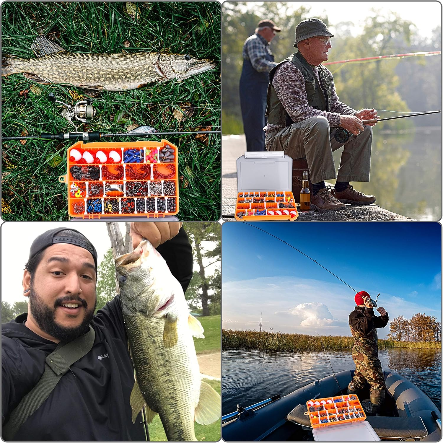 PLUSINNO 156Pcs Fishing Accessories Kit, Including Jig Hooks, Bullet Bass Casting Sinker Weights, Different Fishing Swivels Snaps, Sinker Slides, Fishing Line Beads, Fishing Set with Tackle Box image number 4