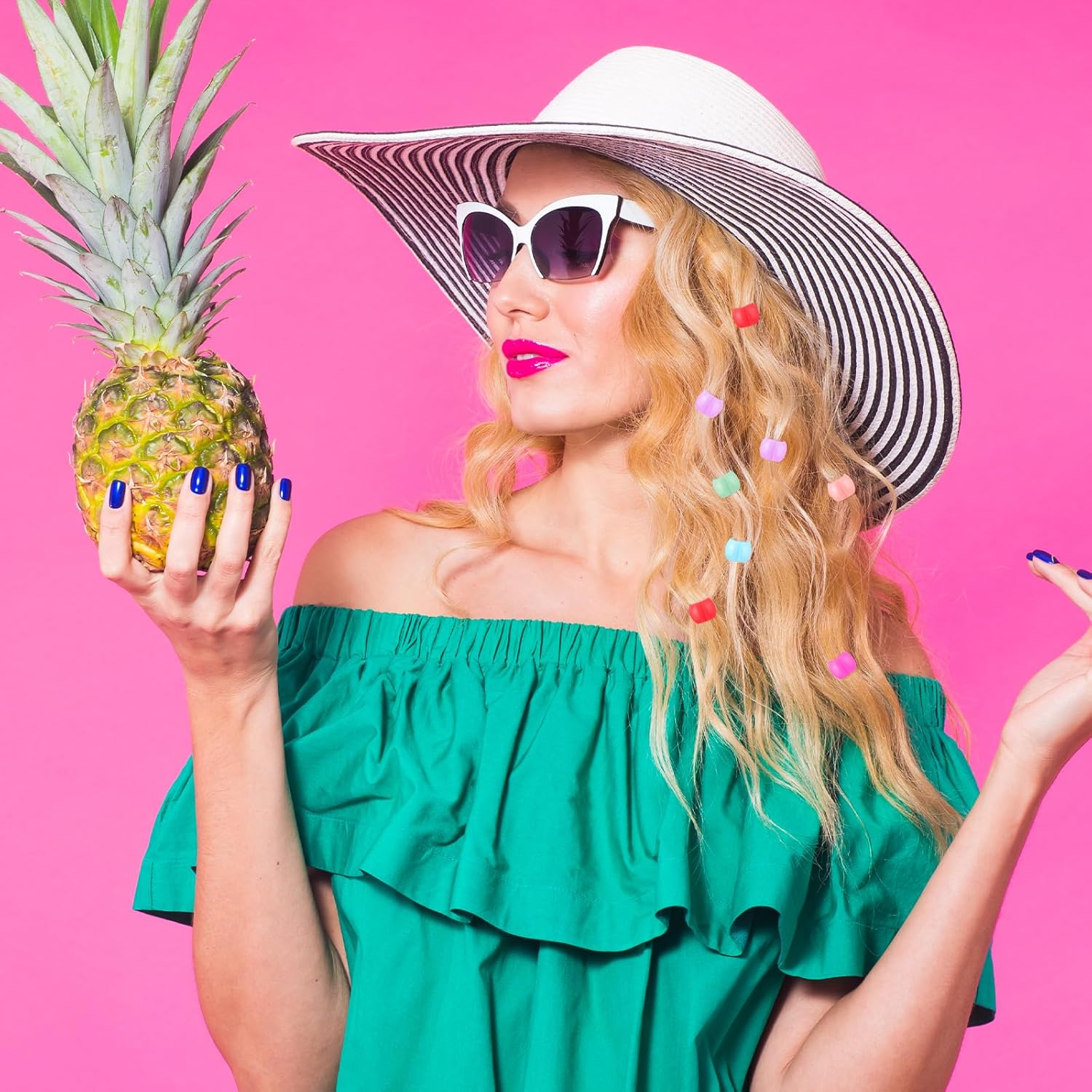 Hair Beads, 100 Pcs Mini Hair Clips Braid Clips, Rainbow Plastic Tiny Claw Clips Cute Candy Colors Hair Decorations Colorful Beads Clip Wear Hair Accessories for Women and Girls (Mixed Colors) image number 3