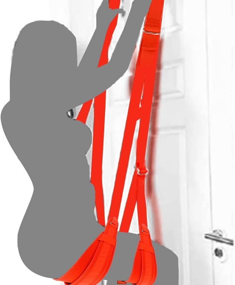 Hold to 300Lbs/130Kg over the Door Swing Sex Adult Swing for Couples Sex Frequent Flyer Door Swing Adult Door Swing for Couples Bedroom Hanging Swing Sling Heavy Duty Sex Furnitures Sweater (Red)
