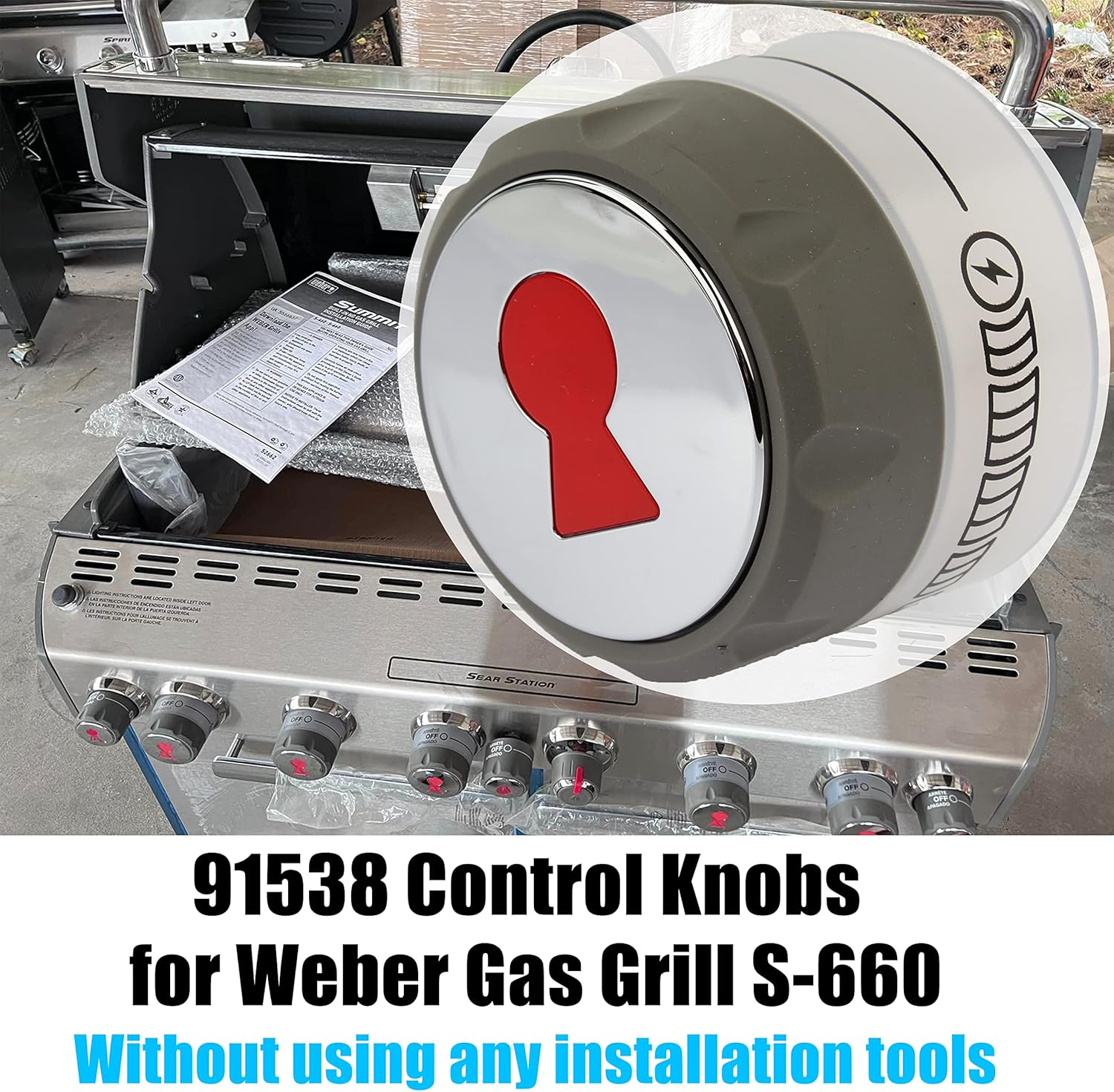 91538 Lighted Control Knobs 2 Pack for Weber Summit Grills,Fit for E-470, E-670, S-460, S-470, S-660, S-670 Etc.