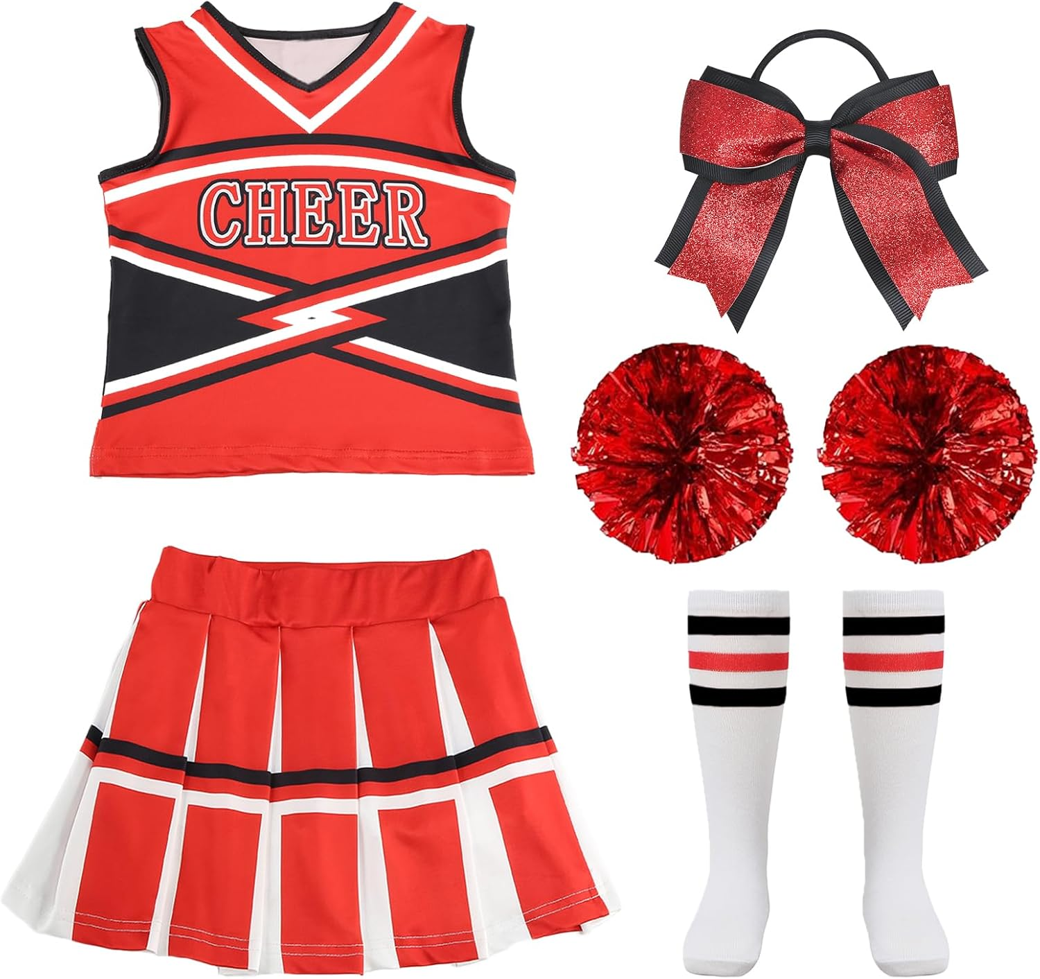 Yolsun Cheerleader Outfit for Girls,Cheerleader Costume for Girls Cheer up Halloween Cosplay Party Gifts image number 4