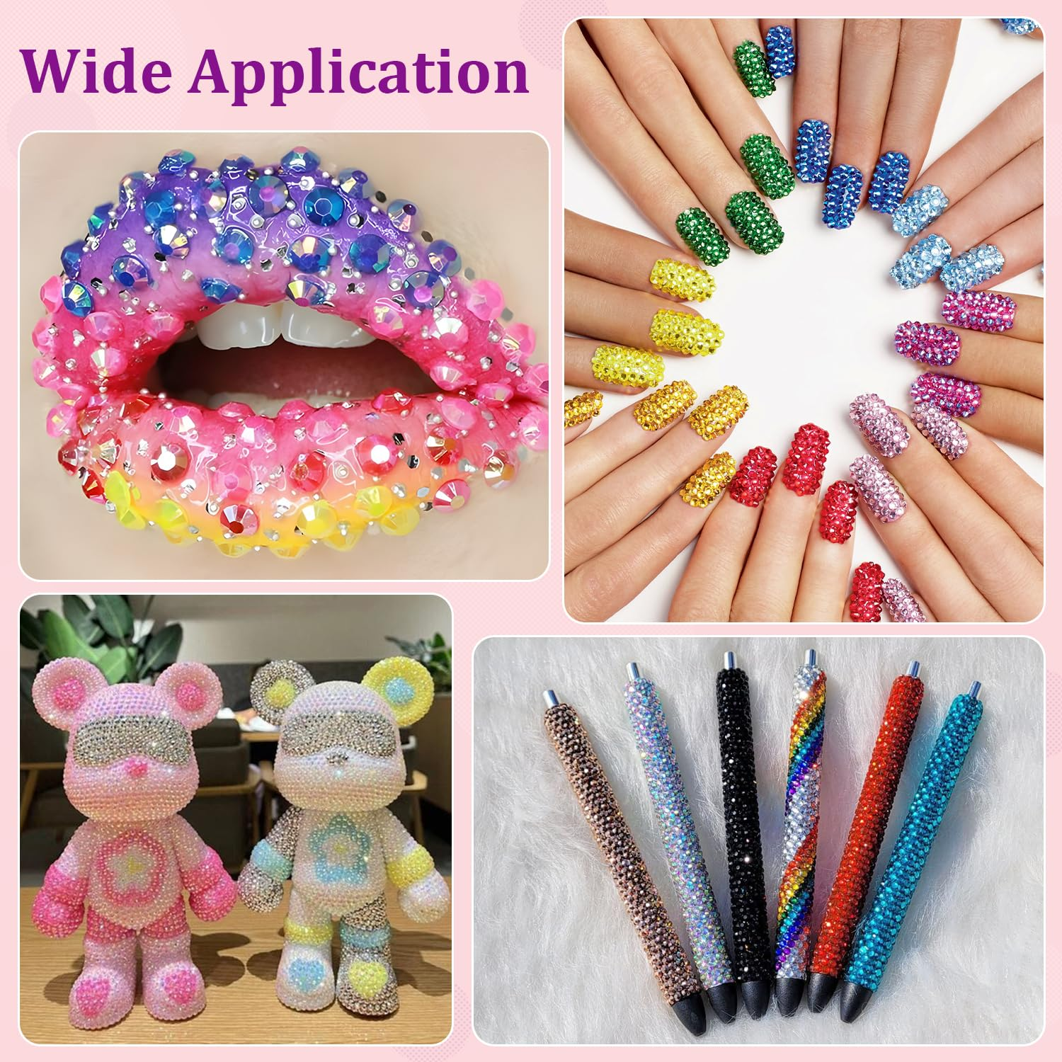 16000Pcs Resin Jelly Rhinestones with Tweezers for Crafting, Hot Pink AB 2-6Mm Mixed Sizes Flatback Gems, Bedazzling Crystal for DIY Crafts Clothing Tumblers Mugs Shoes Fabric Nail Art image number 3