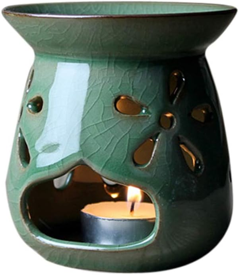 Scented Candle Fragrance Melter Tea Light Holder,Ceramic Oil Lamps Tea Light Holder, Aromatherapy Essential Oil Burner, Wax Warmer Great Decoration for Home Decor, Living Room, Balcony image number 1