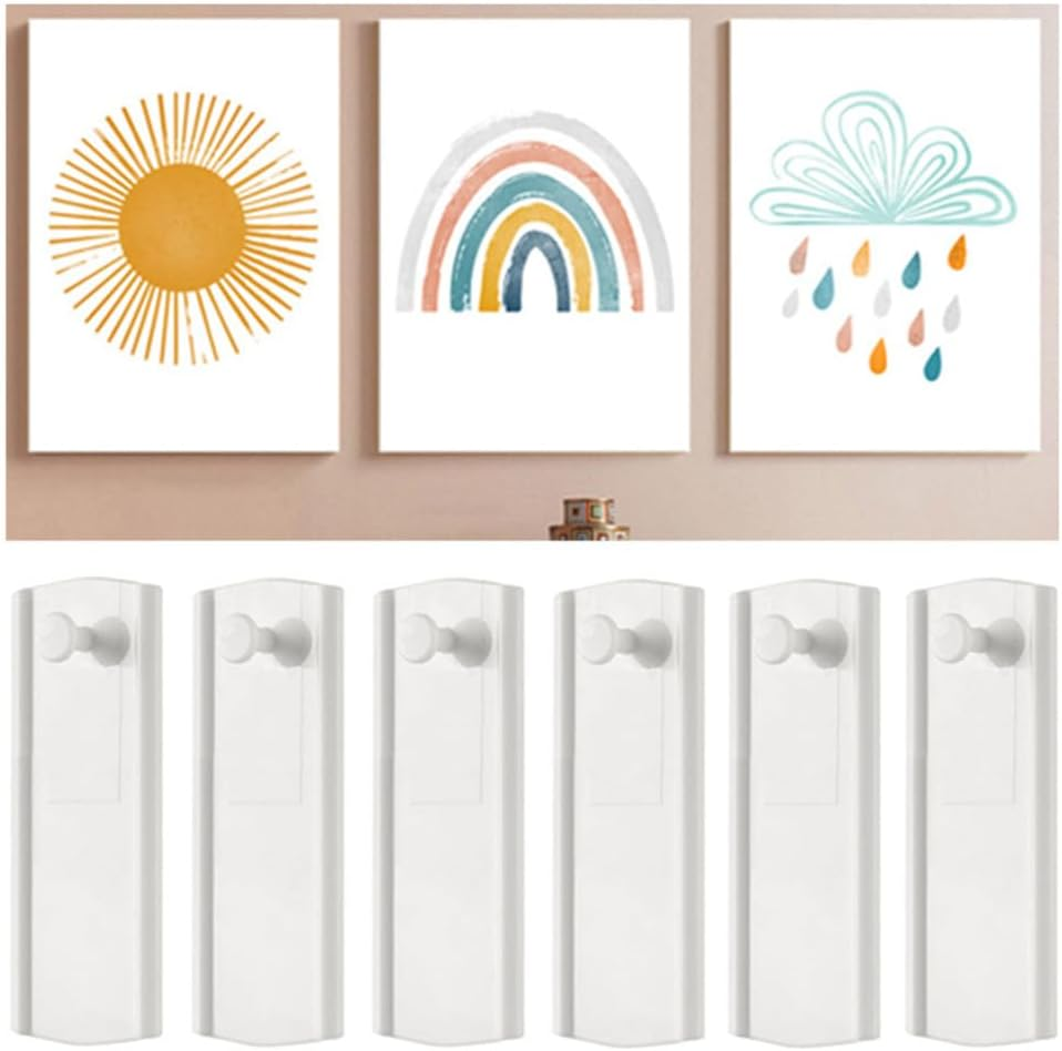 Invisible Adhesive Picture Hanger, Wanfoou 10 Picture Hangers, 12 Large Removable Adhesive Strips, Large Universal Frame Hanger, Damage Free Picture Hanging Hooks Heavy Duty, No Nails Picture Hooks image number 1