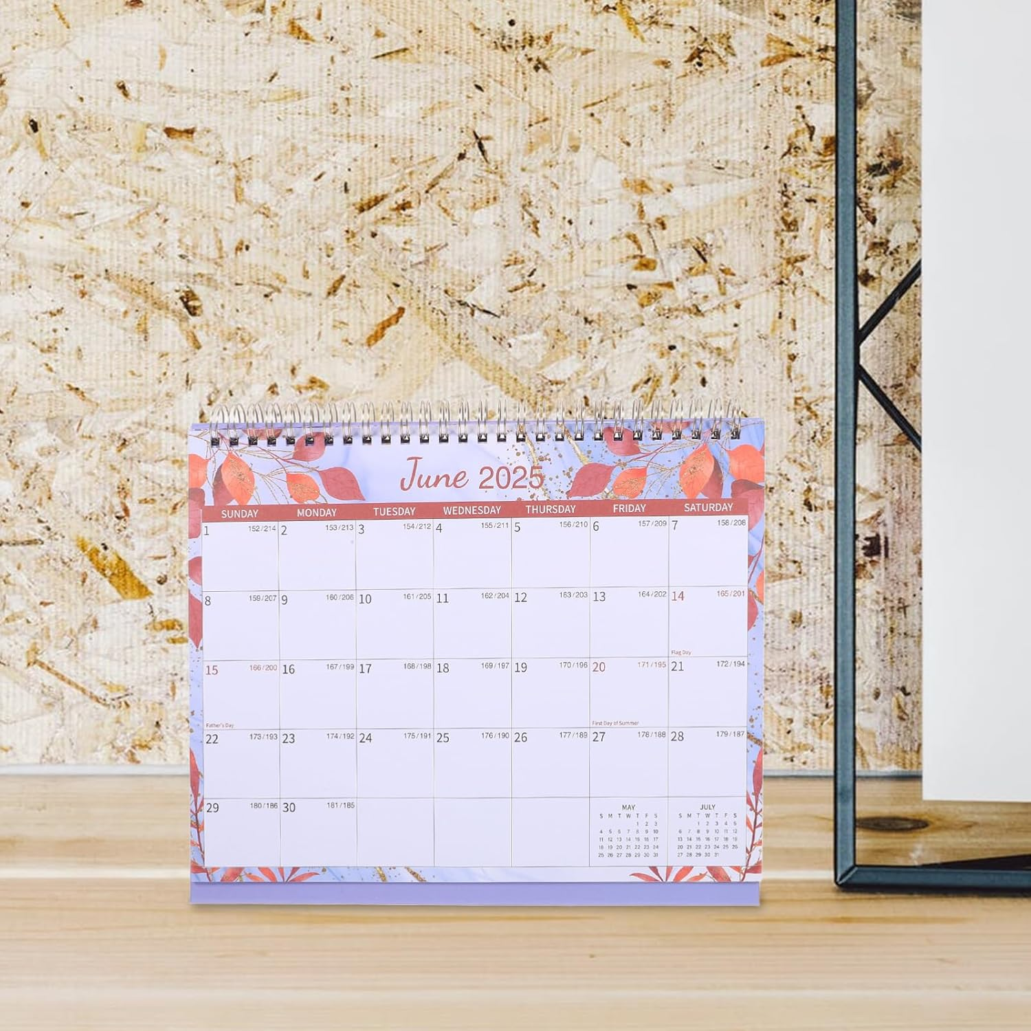 Tofficu Desk Calendar 2025 Runs from January 2025 until Dec. 2025, 18 Months Standing Flip Calendar Desktop Calendar for School, Home and Office Supplies Purple image number 2