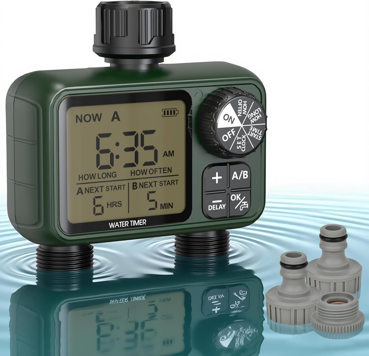 Advwin Water Timer, Smart Sprinkler Timer 2 Outlets, Rain Delay/Manual/Automatic Watering Modes, Digital Irrigation Controller for Garden Hose Faucet Yard Lawn image number 5