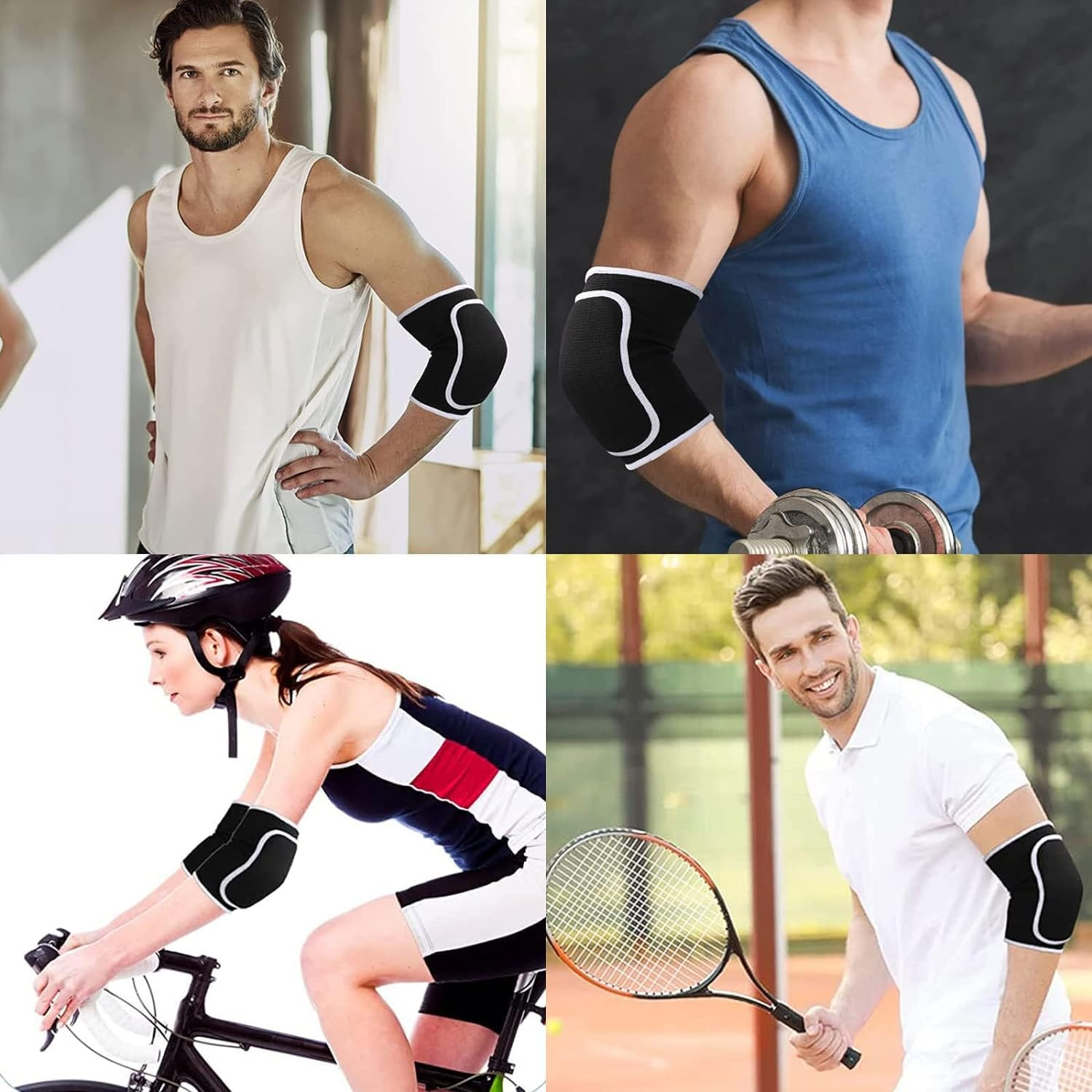 Pair of Elbow Pads with Thickened Spongy Pads Breathable Elbow Wrap Arm Support Fitness Tendinitis Support Strap for Weight Lifting, Golf, Tennis, Dance - Non-Slip Design image number 4