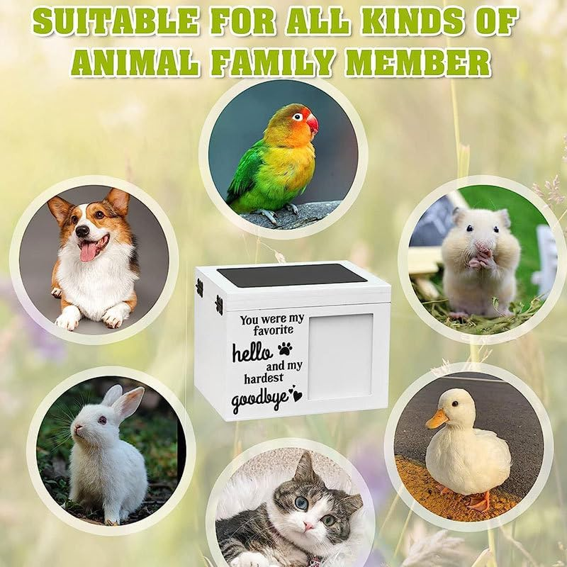 Pet Urn, Large Wooden Urn with Photo Frame, Wooden Pet Funeral Commemorative Box (Red) image number 1