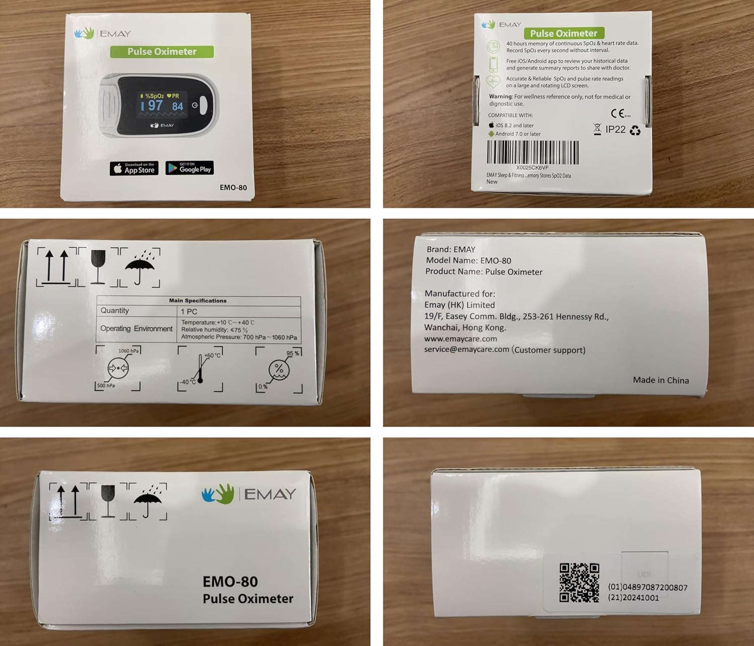 EMAY Sleep Oxygen Monitor with App for Iphone & Android | Track Overnight & Continuous Oxygen Saturation Level (Spo2) & Heart Rate with Professional Report | Memory Stores Spo2 Data up to 40 Hours image number 1