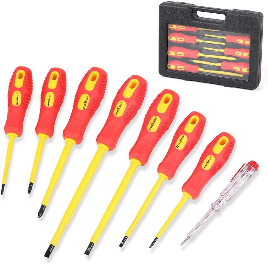 HORUSDY 8-Piece Insulated Screwdriver Set, 1000V Approved Magnetic Tip Slotted Phillips Electricians Tool with Carry Case image number 2