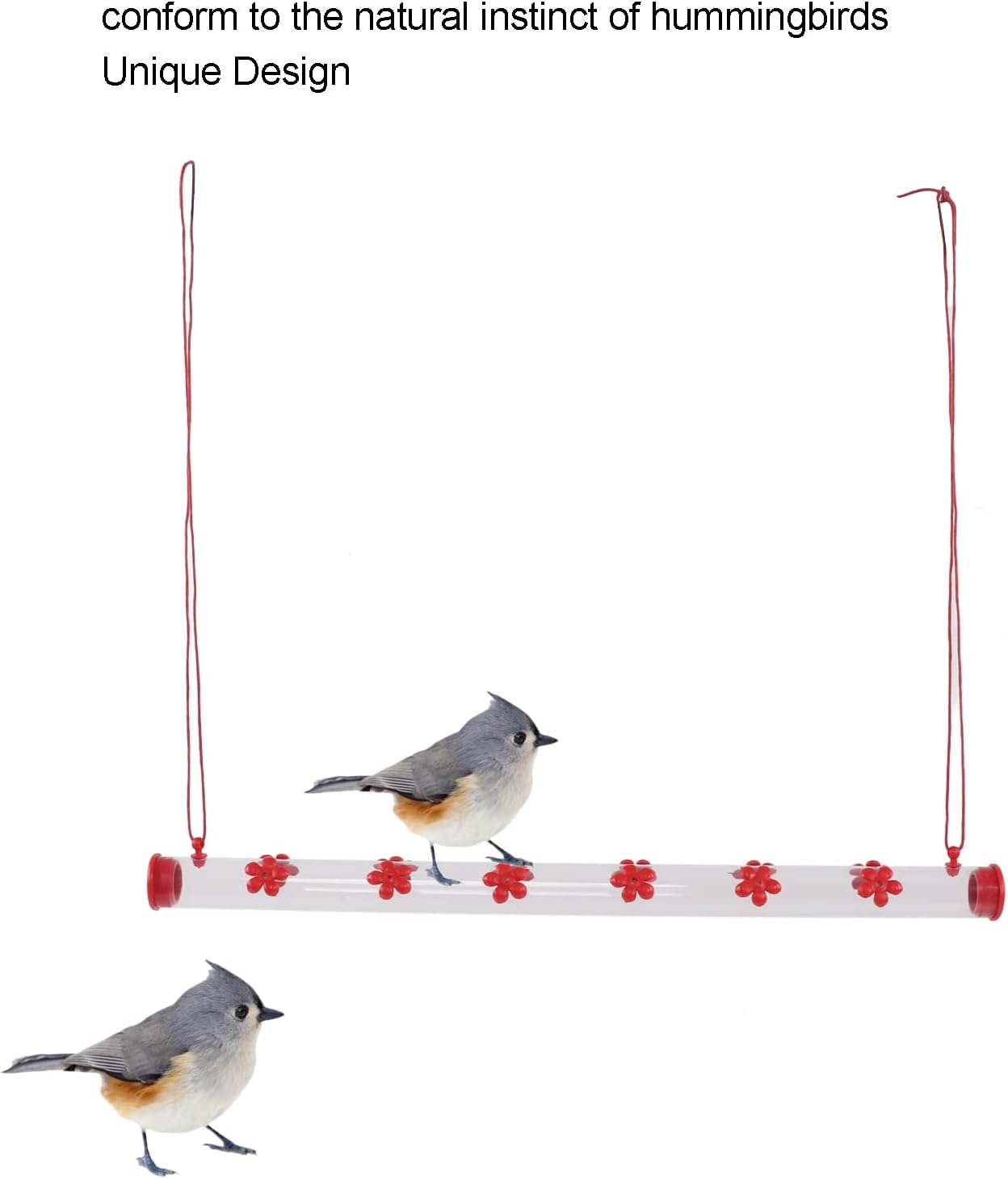 Hanging Long Tube Bird Feeder, Attractive 360 Degree View Unique Design Hummingbird Feeder with Flower, Hummingbird Feeder for Deck Terrace Garden Courtyard (50) image number 3