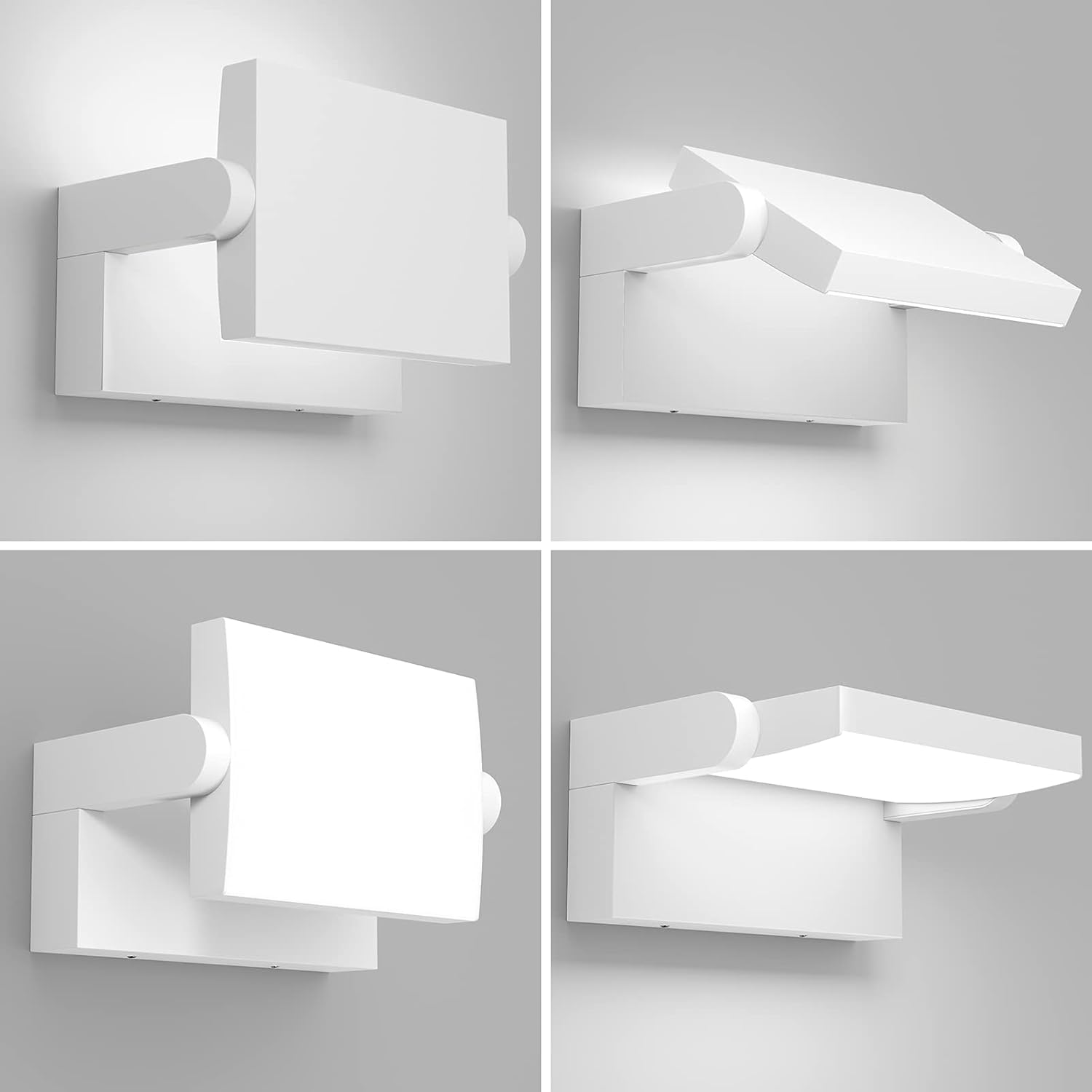 Klighten 24W LED Wall Light Outdoor Indoor Waterproof IP65 Wall Lamp Modern Aluminum outside Wall Light with Swiveling LED Panel for Entrance Garden Corridor, White, Cold White 5700K-6000K image number 3