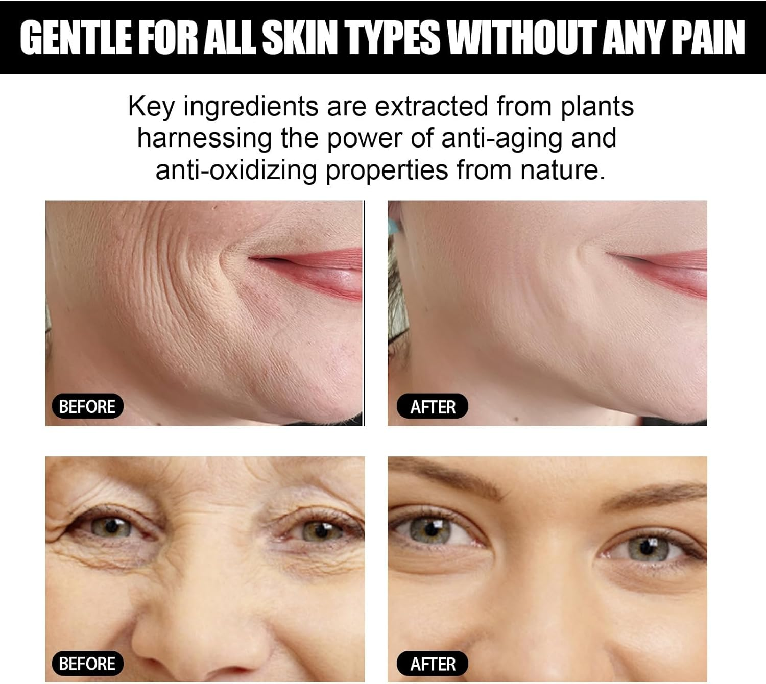 Instant Face Lift Cream, Face Tightening Cream Instant Wrinkle Remover, Temporary Face Tightener, Firming Cream for Loose Skin, Wrinkle Repairs Anti-Aging Serum (2Pcs) - 4Pcs image number 4