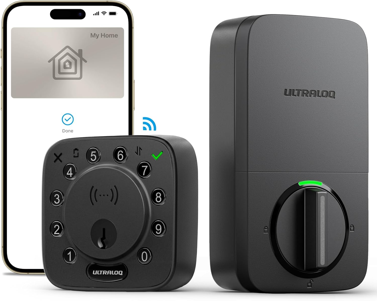 ULTRALOQ Bolt NFC Smart Lock with Apple Home Key, Wifi Keyless Entry Deadbolt Lock with Tap to Unlock, Keypad, App Remote Control, Works with Homekit, Siri, Alexa, Google, 10 Month Battery