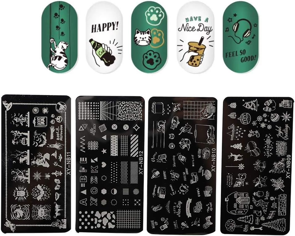 Nail Art Stencils, Durable without Deformation Nail Stamping Template, Convenient and Practical Not Easy to Fall off Exquisite Workmanship for Home Beauty Salon(09-12) image number 2