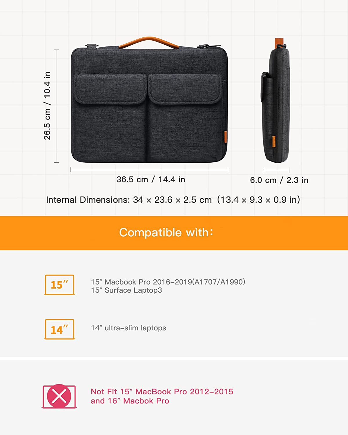 Inateck 13 Inch Laptop Sleeve 360&deg; Protective Shoulder Laptop Bag