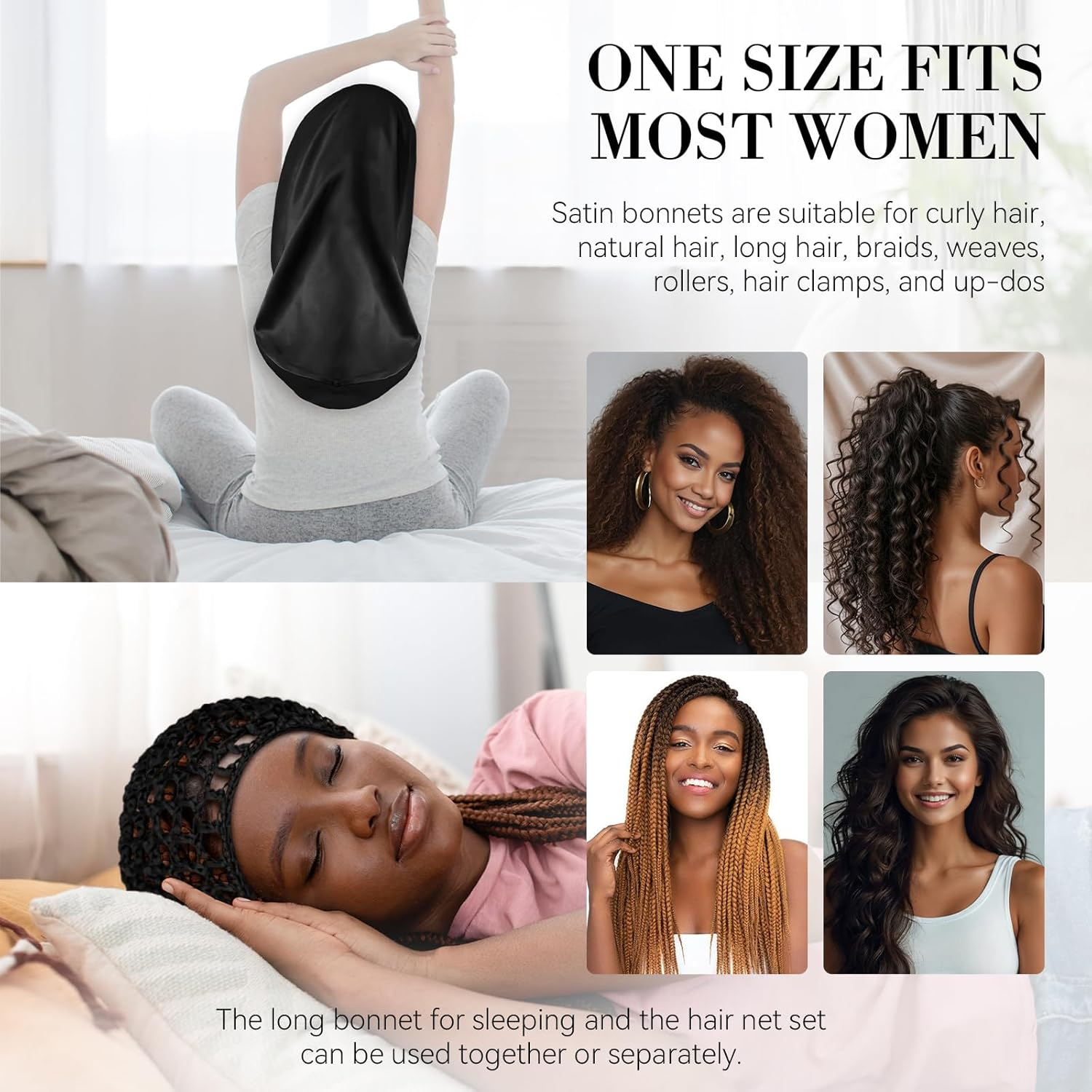 Long Bonnet-Crochet Hair Net Set