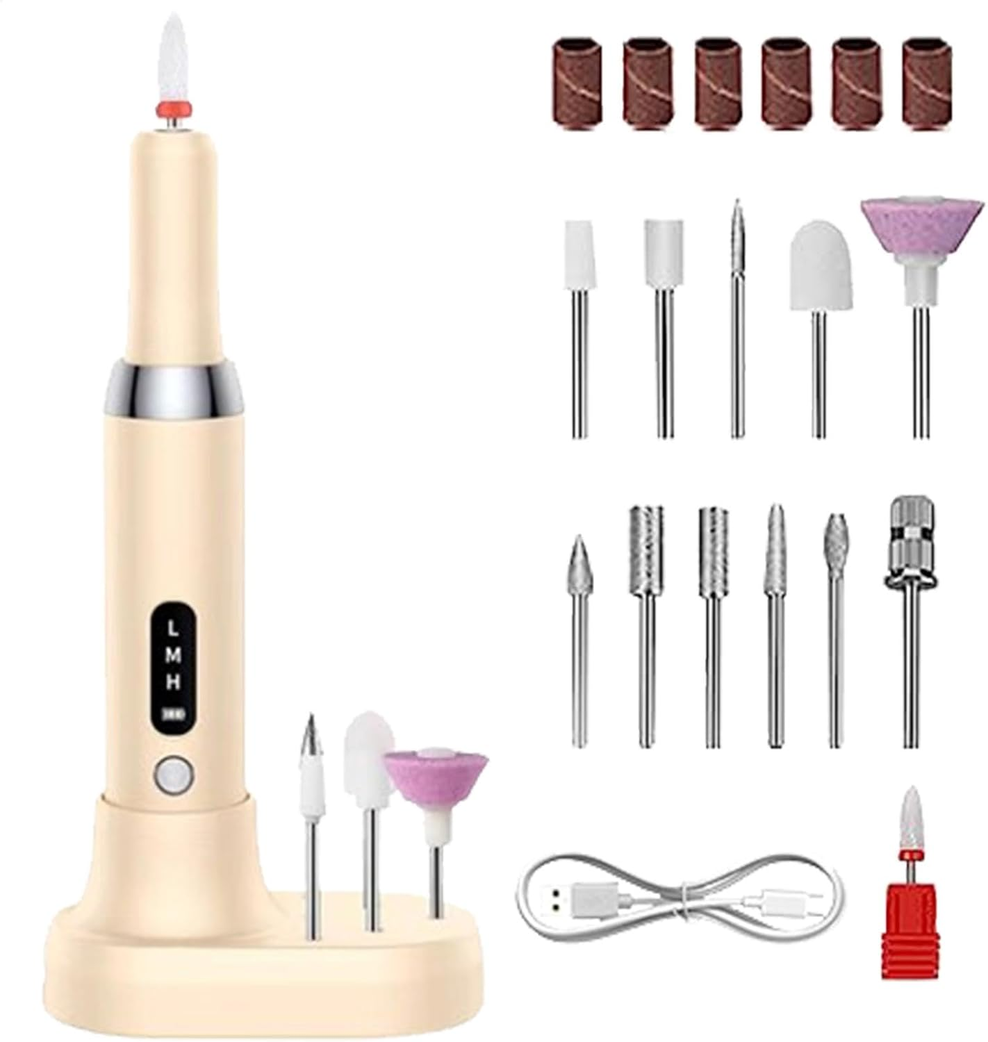 Electric Nail Drill Kit - Electric Nail File for Acrylic and Natural Nails | Nail File Machine with Multiple Heads, Adjustable Speed and Wireless, Nail Sander A - Pink image number 3