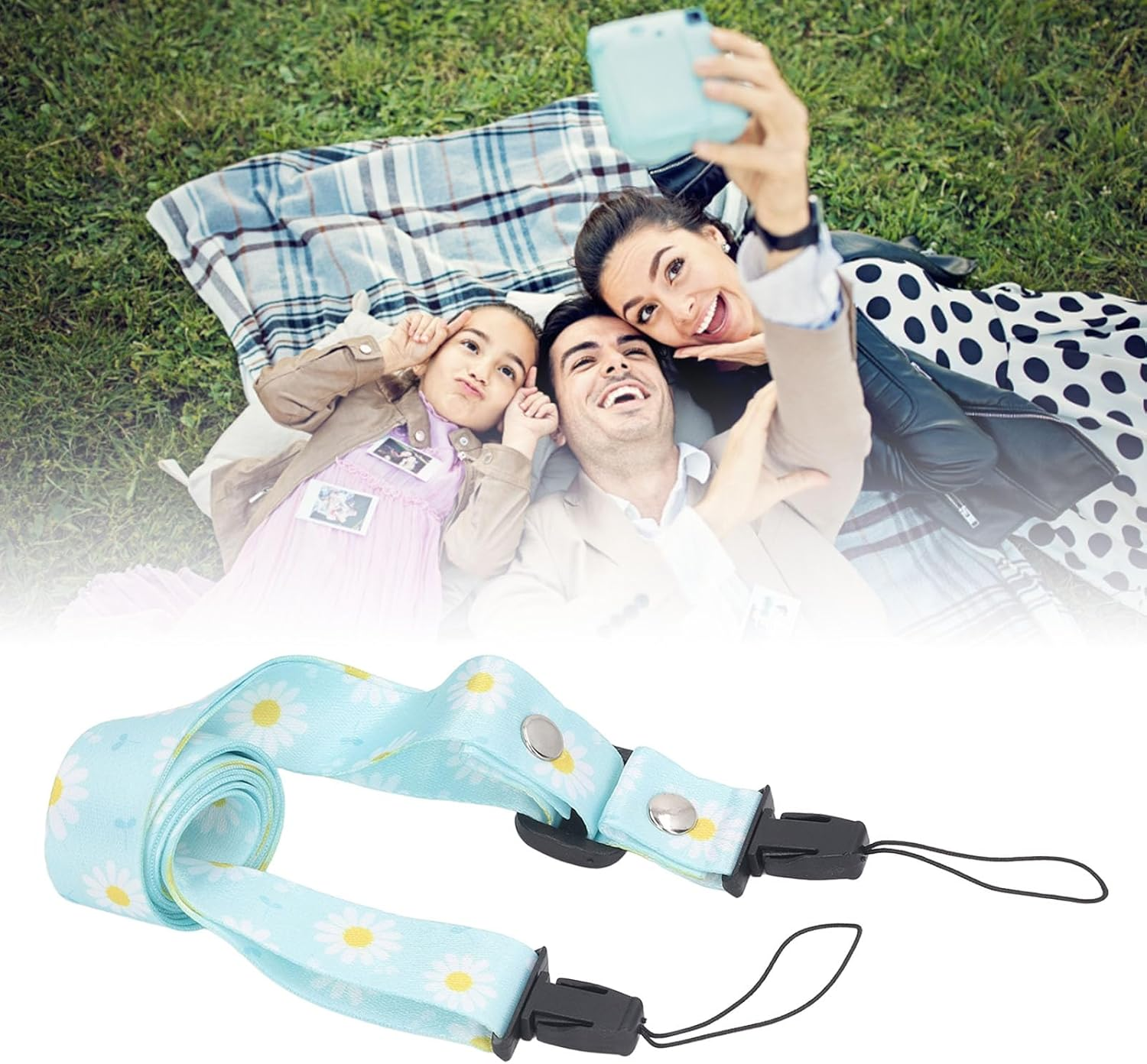 Zopsc Cute Camera Strap, Stylish Printed Camera Strap Beltfor Fuji for POLAROID for Instant Camera Mini12 11 8, Adjustable Thin Strap Neck Shoulder Strap for Girls Boys (Flower Pattern) - Gradient image number 5