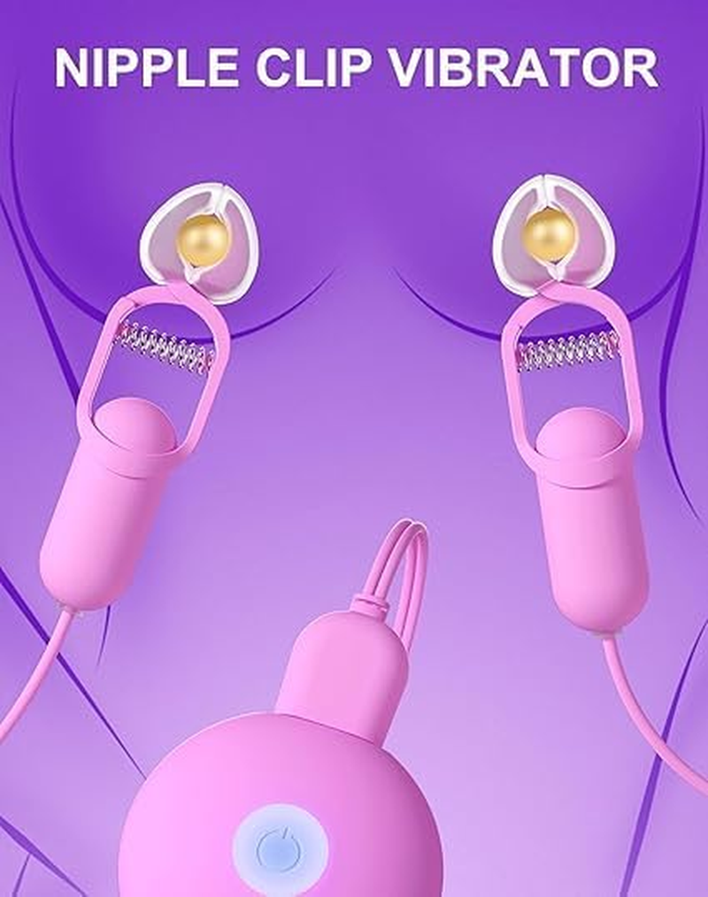 Vibrating Nipple Clamps Electric Shock Nipple Clamps Clip Adjustable Nipple Sex Toys Clitoris Clamp Nipple Vibrator with 10 Powerful Vibration Couples Clamps for Clitoris Nipple Stimulation Pink image number 5