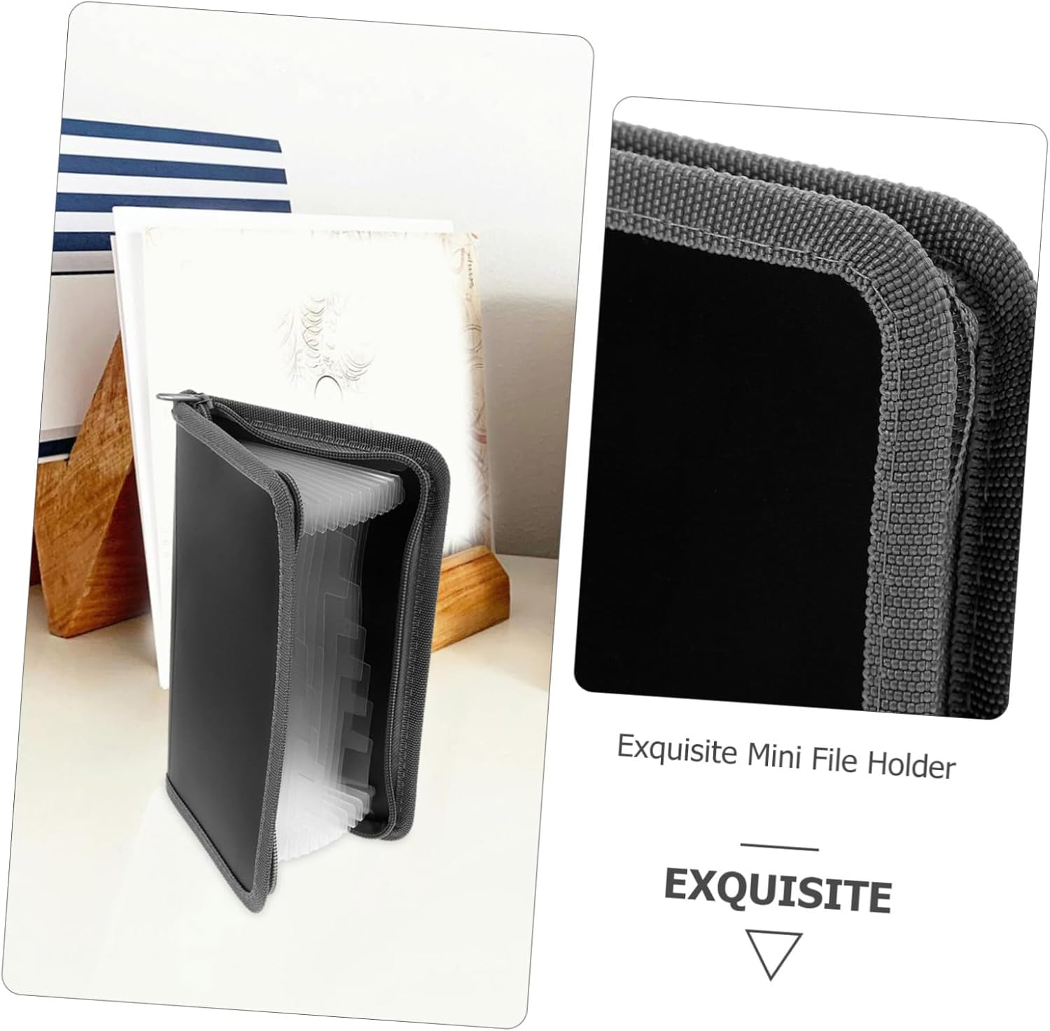 GARIOUANS A6 Small Accordion File Organizer Zipper, Portable Multi-Layer Receipt and Document Folder, Inner Pages Grey Edging, Business Travel Document Organizer image number 2