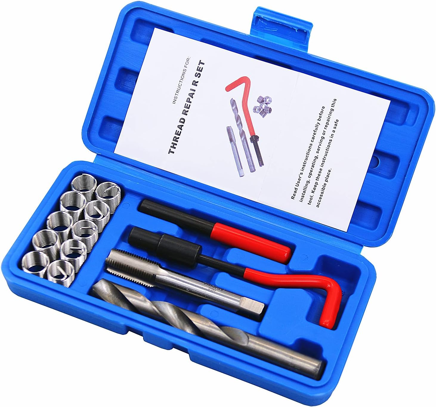 14Pcs Thread Repair Kit M14 X 1.5Mm Metric Thread Repair Insert Kit Compatible Hand Tool Set for Auto Repairing (M14-1.5) image number 1