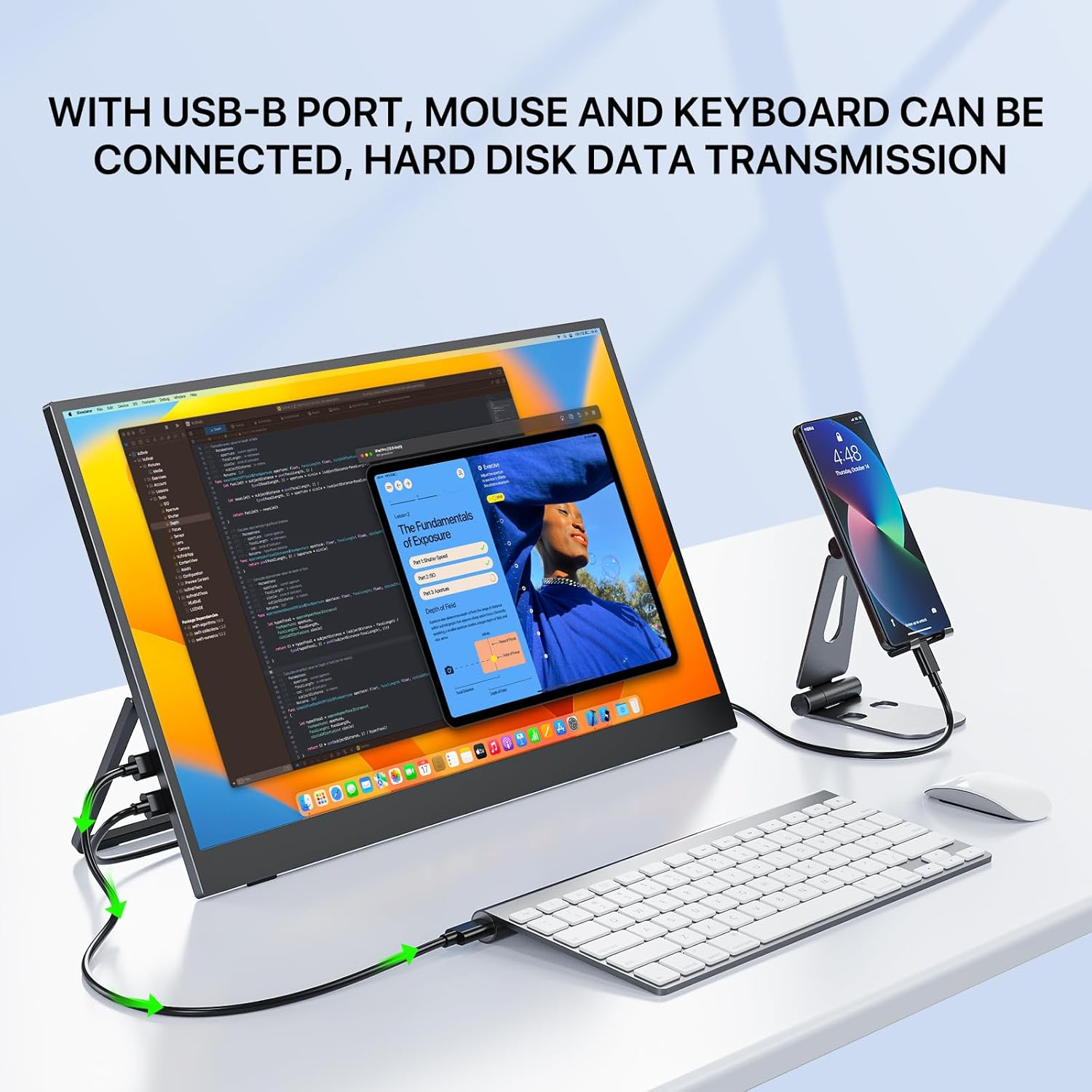 EVICIV 17.3" 4K Portable Monitor, 500 Nits, 100% Adobergb, UHD Freesync HDR IPS, 2 Speakers, Travel Monitor, 2 Type-C Ports, HDMI, VESA, Adjustable Stand image number 4