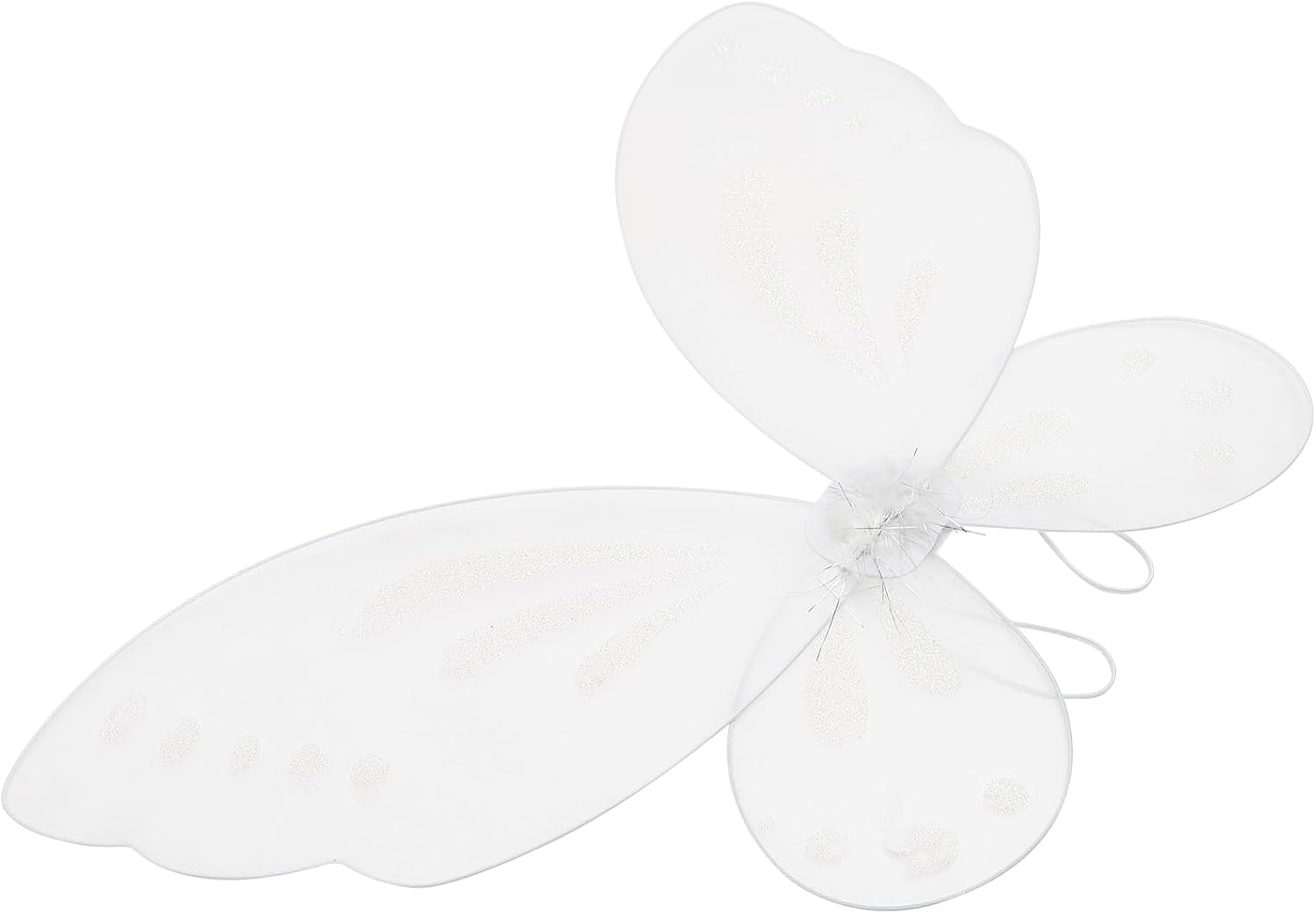 Fairy Wings for Kids, White Butterfly Costume Accessories with Elastic Straps, Nylon Wings for Toddler Dress up Birthday Christmas Parties image number 2