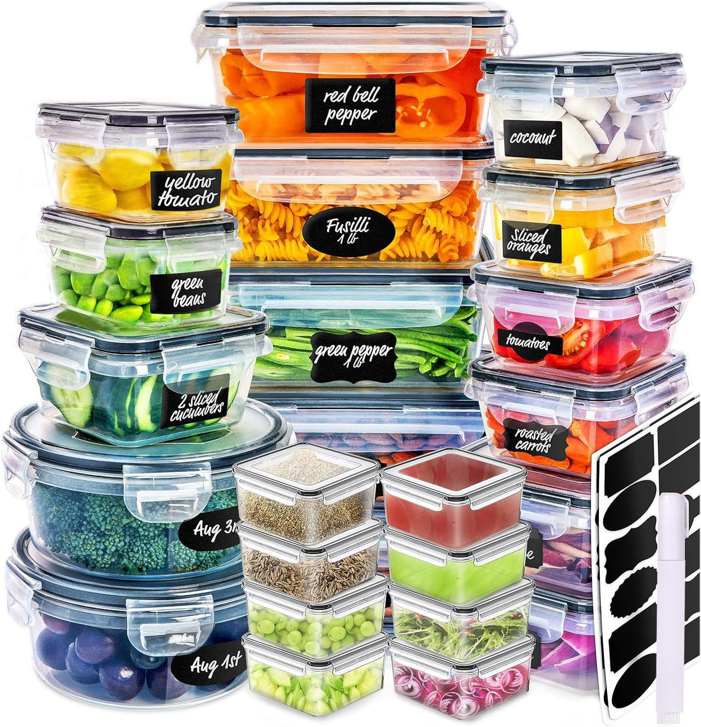 24 Pack Food Storage Containers with Airtight Lids, Meal Prep Containers, Bento Boxes for Lunch - Food Container, Freezer Containers, Fridge Organiser for Kitchen Organisation image number 3