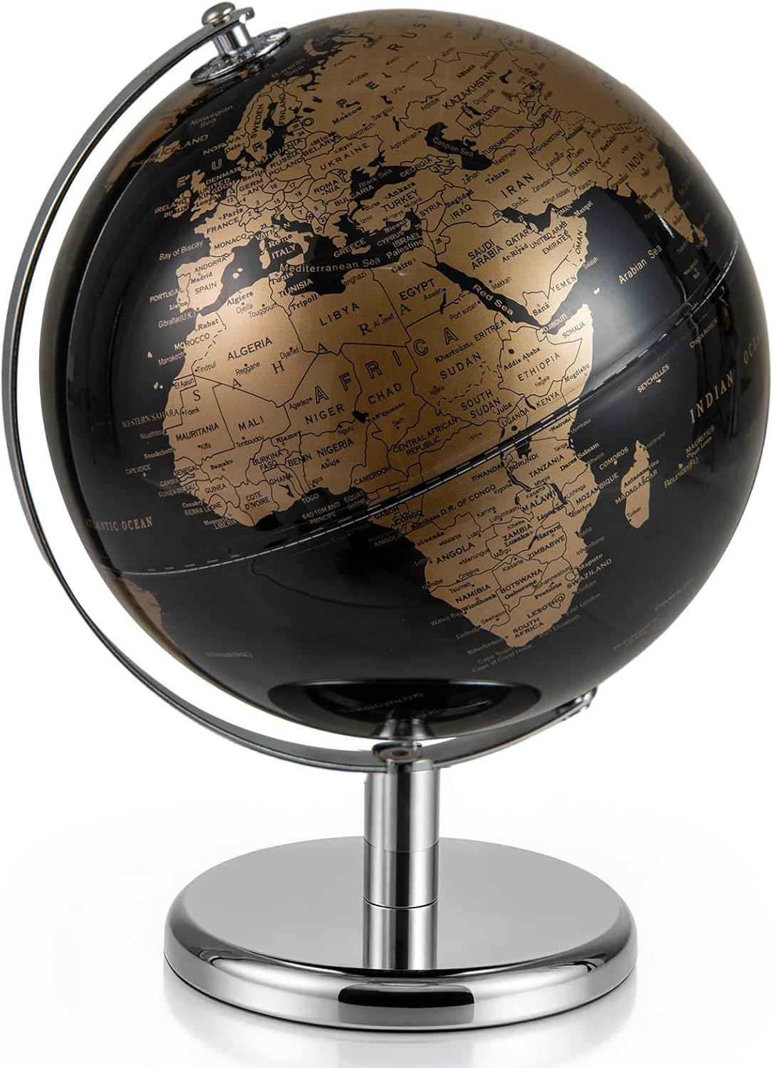 FANTASK 20 Cm Globe - English Map, Educational/Geographices Student Globe with Metal Stand, Modern Teaching Material Globes for Home, Office & School (Gold) image number 4