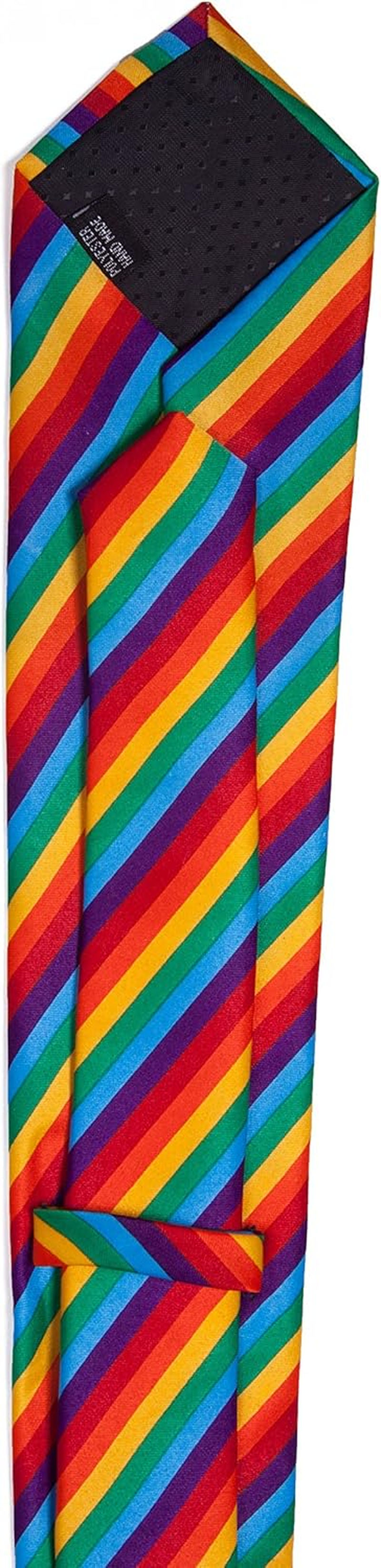 Rainbow Striped Thin Style Men'S Hand Made Neck Tie