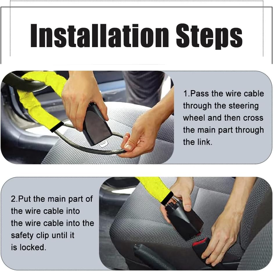 ASUBHA Steering Wheel Lock, anti Theft Car Device, Seat Belt Lock, Universal Fit for Most Vehicles, Suvs image number 4