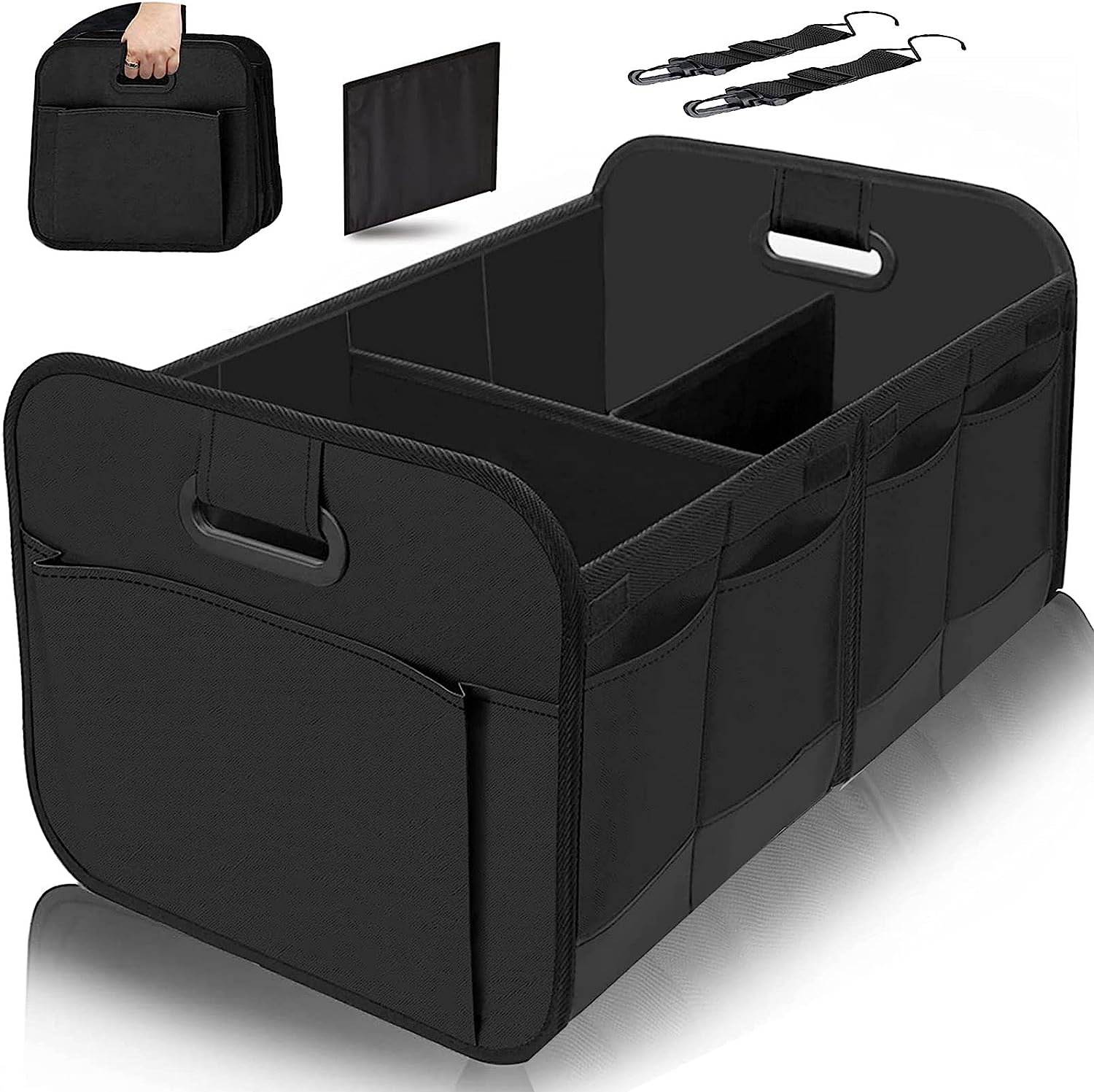 Trunk Organizer for Car,Foldable Multi Compartment Trunk Organizer for Suv,Large Capacity Waterproof Car Trunk Organizer with Adjustable Securing Straps,Car Storage Organizer for Any,Minivan,Truck image number 2