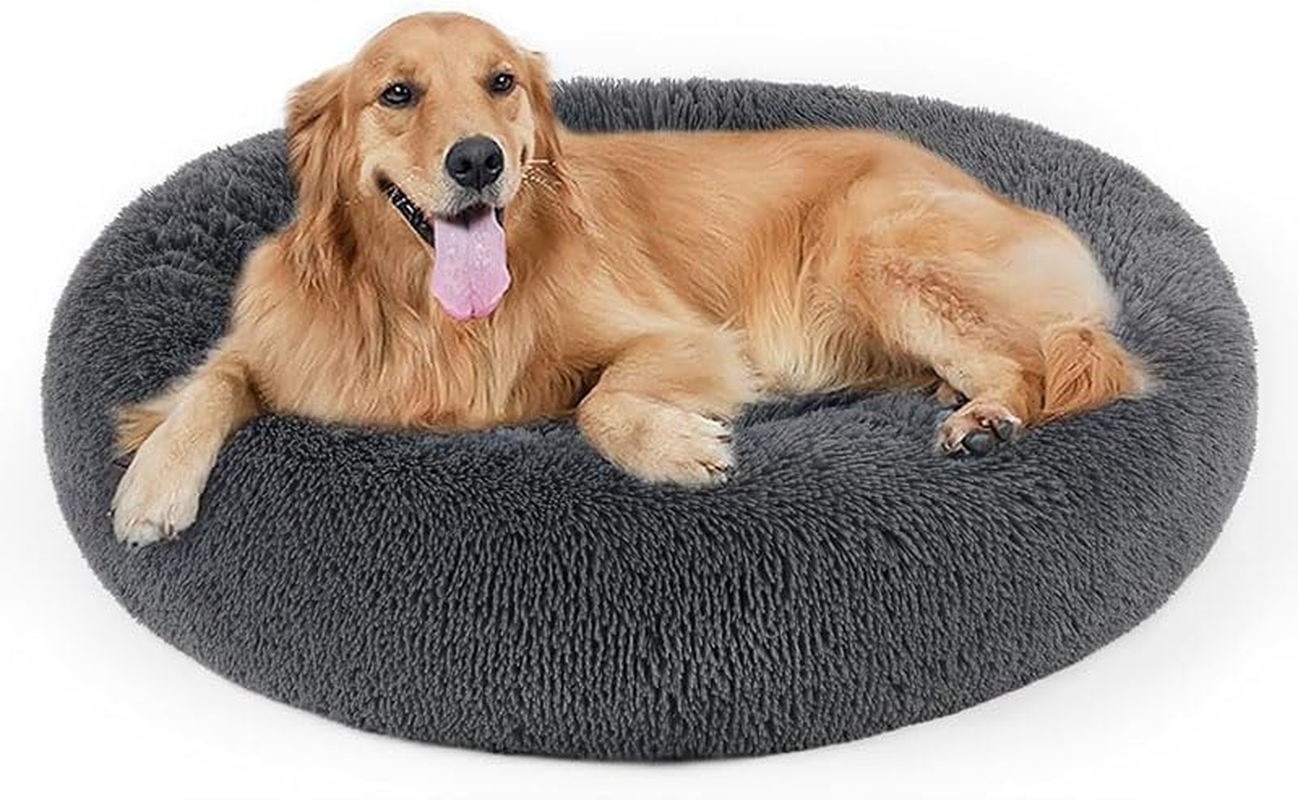 Roolisspa Calming Dog Bed Donut anti Anxiety Fluffy Bed for Small Medium Dog and Cat - Relieve Anxiety and Promote Restful Sleep