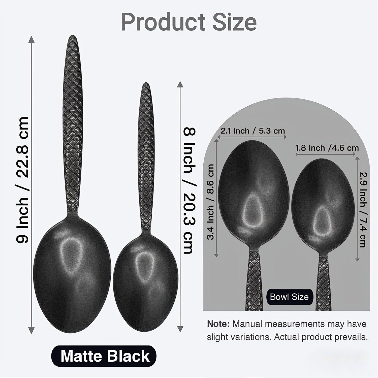 Bonigour Chef Kunz Spoons - 18/10 Stainless Steel Professional Set for Basting, Plating, Quenelle, Serving, Sauces| Vintage-Inspired Chef Spoon Set| Culinary Plating Tools with Non-Slip Grip (Black) image number 5