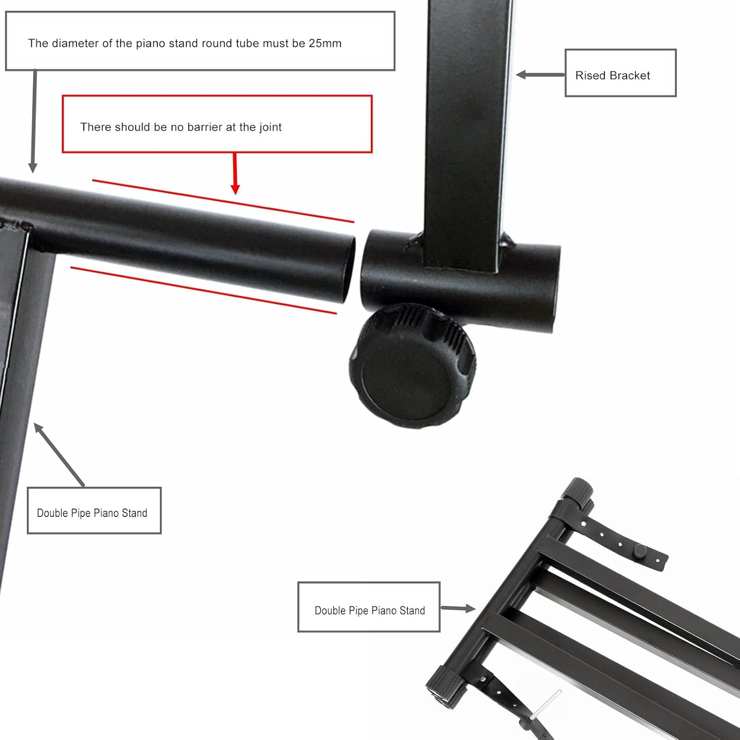 Jiawu Keyboard Stand, 2 Tier Keyboard Stand Extension Adapter, Electronic Piano Accessories, Universal for X Style Keyboard Stand, Adjustable Width 16.5 to 29.5 INCH