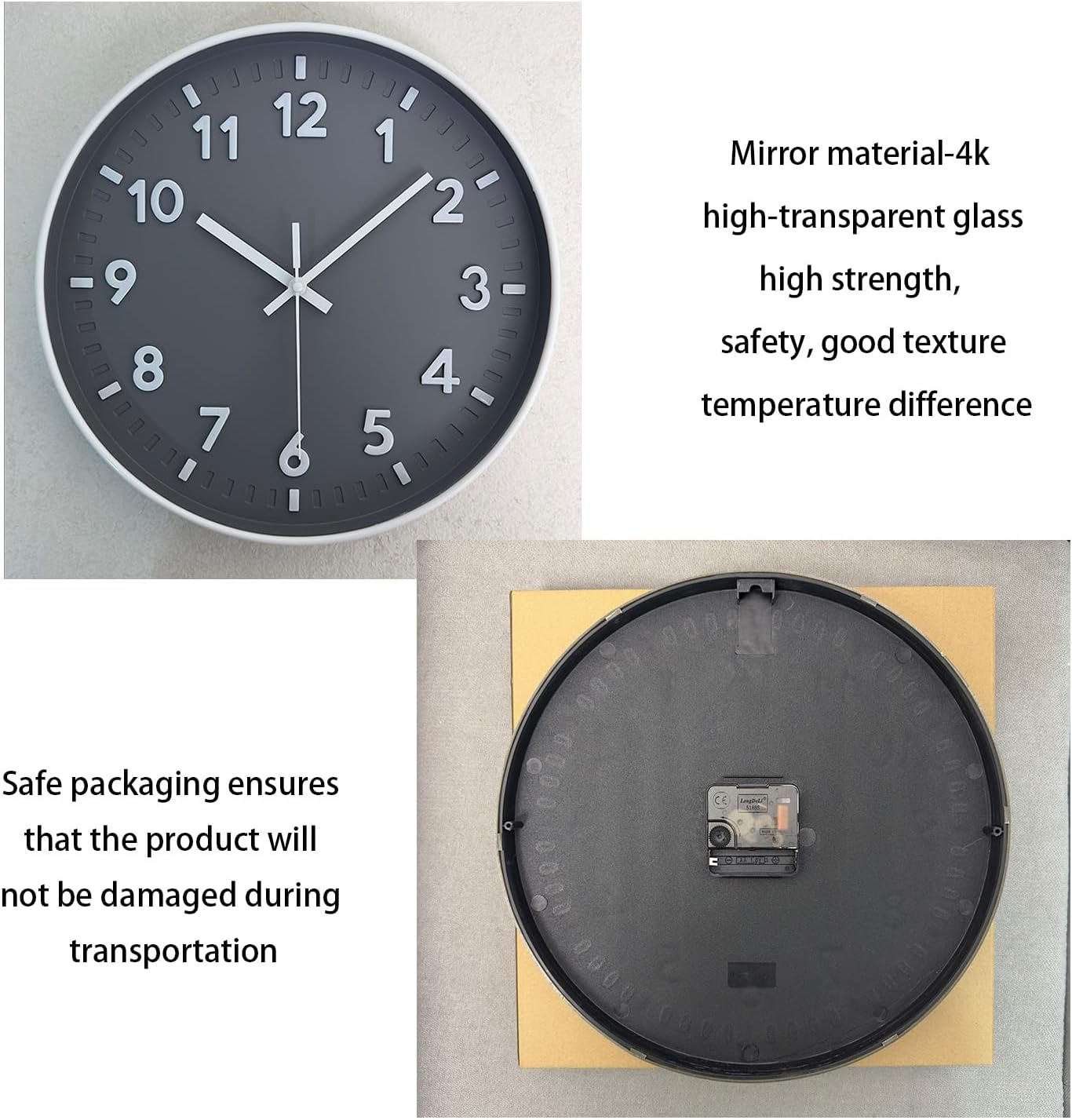 3D Wall Clock Battery Operated,12 Inch Silent Non Ticking Modern Wall Clock for Living Room Bedroom Kitchen Office Classroom Decor (Mx006Grey) image number 2