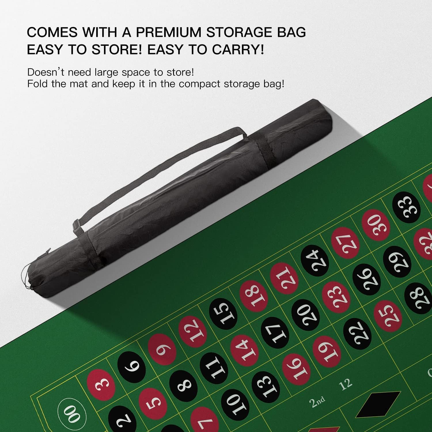 180 * 90Cm Poker Mat for Table with Carrying Bag, Professional Casino Blackjack Tabletop Layout Poker Table Mat (Baccarat B) image number 6