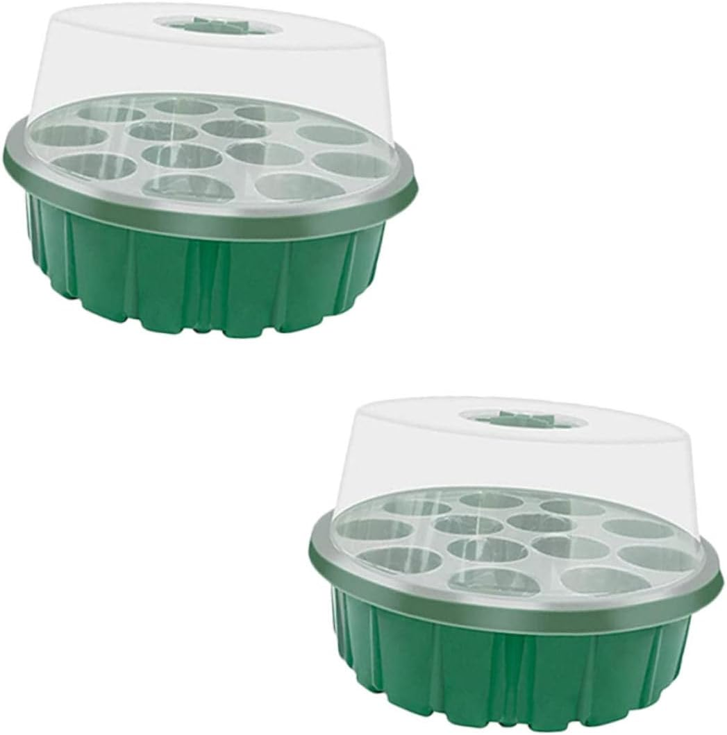 CIMAXIC 2Pcs Seedling Box round Greenhouse Grow Trays for Planting Starter Pots Garden Box Gardening Sprouting Case image number 4