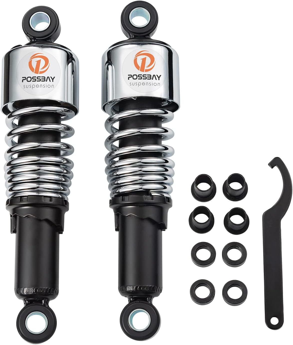 Possbay Motorcycle Shock Motorcycle Rear Shock 10.5"/267Mm Universal Rear Suspension 1Pair Silver