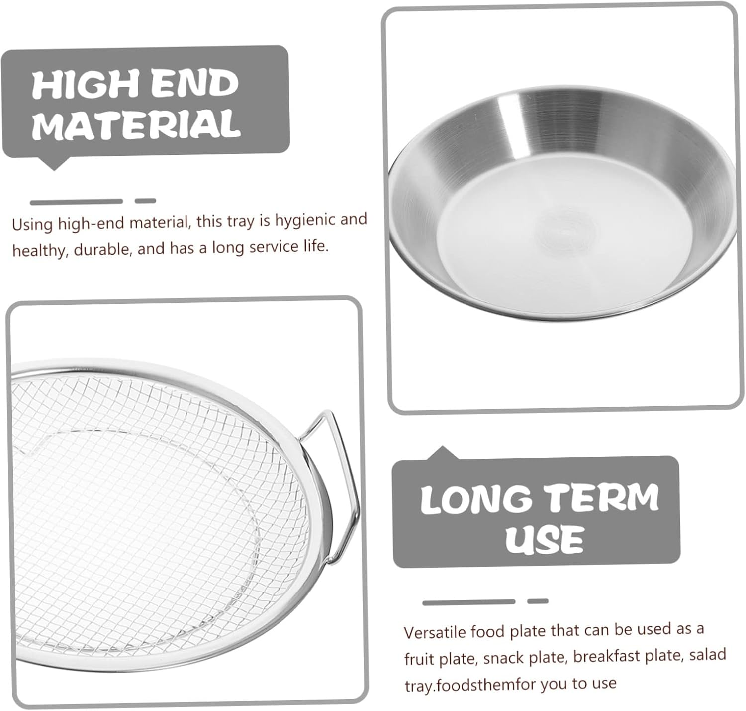 CIYODO Fried Foods Plate Drain Rack Snack Storage Tray Stainless Steel Food Holder Barbecue Plate image number 5
