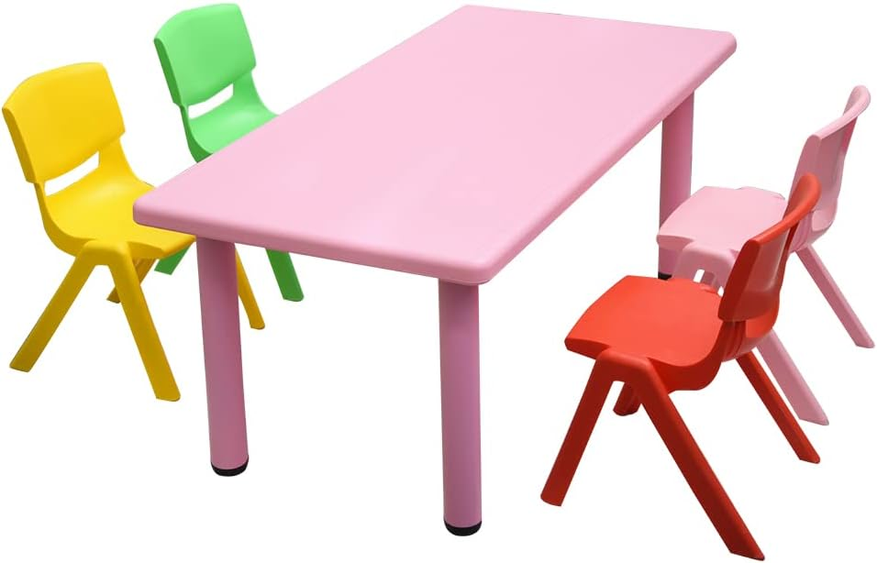 1.2M Kid'S Adjustable Rectangle Pink Table & 4 Mixed Chairs Set image number 5