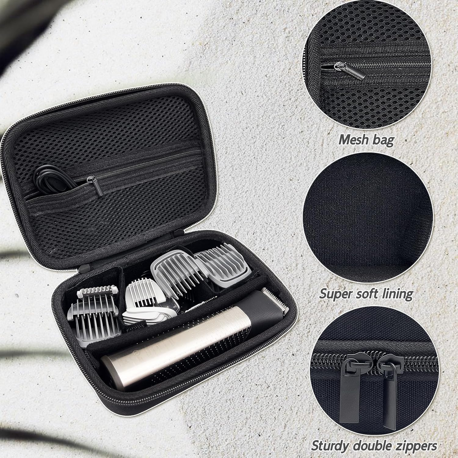 Travel Storage Case for Philips Norelco Multigroom Series 3000 5000 7000, MG3740/40, MG5910/49, MG7750/49, Protective Organizer for Beard Face Ear Hair Trimmer, Attachments, Hair Clipper Shaver image number 3