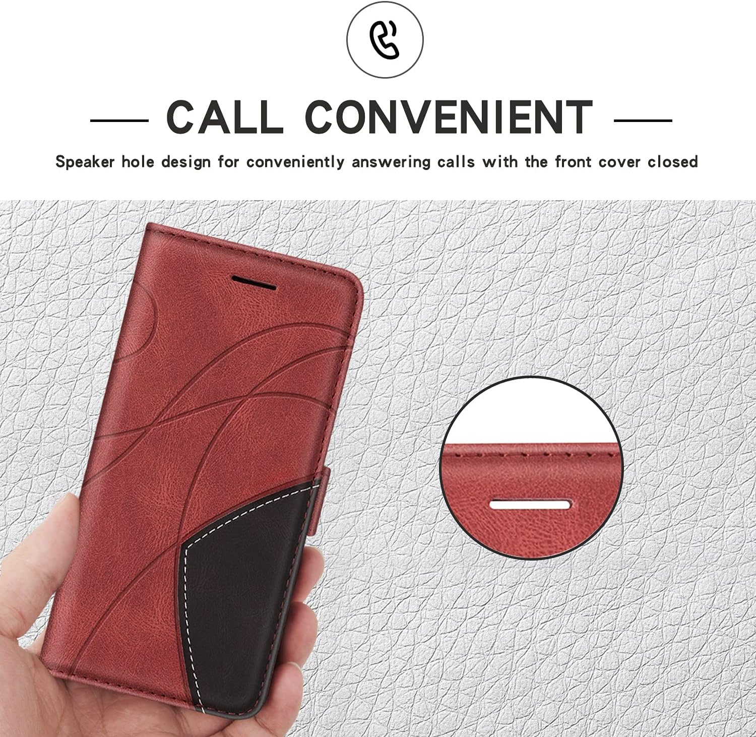 XINNI Protective Phone Case for Xiaomi 14T, PU/TPU Vintage Flip Leather Shockproof Cover Magnetic Book Style Wallet, Red image number 4