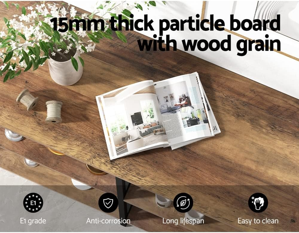 Artiss Console Table, Retro Narrow Side Hallway Tables Desk Display Shelves Home Bedroom Office Living Room Entryway Furniture, with Sturdy Particle Board Anti-Rust Walnut image number 4