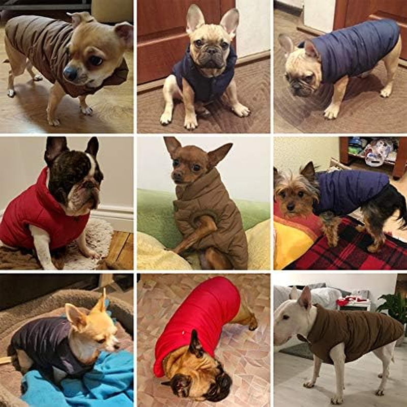Dog Cosy Fleece Jacket Winter Lined Coat Clothes Warm Padded for Small Medium Large Dogs (Coffee, L) image number 4