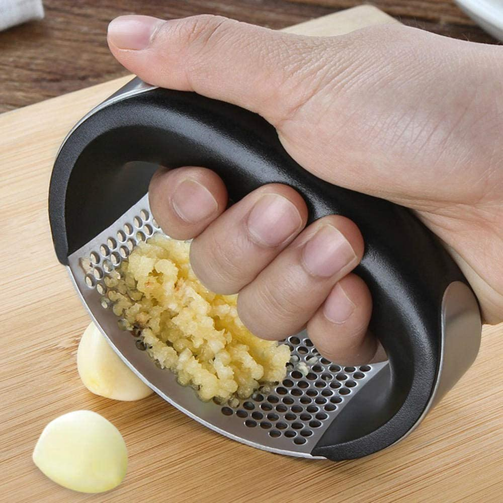 Garlic Press Stainless Steel Garlic Chopper Crusher Kitchen Vegetable Garlic Squeezer Masher Long Handle Mincer Kitchen Gadget Garlic Press image number 1