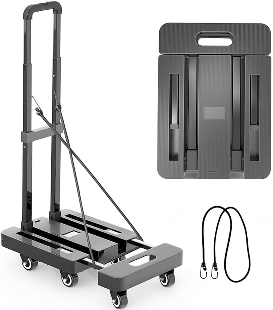 ALSTON 6-Wheel Folding Hand Truck Heavy Duty Collapsible Trolley with Elastic Strap Triple-Axle All-Terrain Design Moving RV Camping Warehouse, 227Kg Capacity image number 1